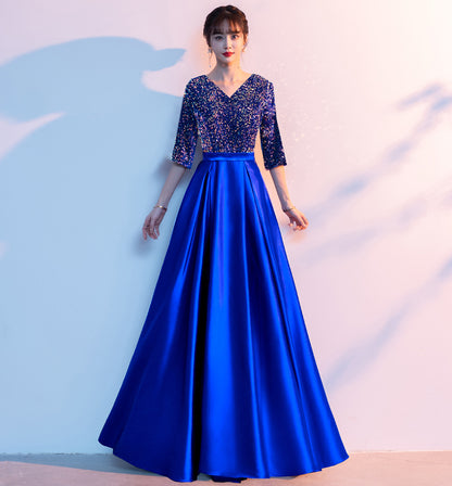 2025 New cantata costume female popular new sequined adult choir host red song recitation evening dress