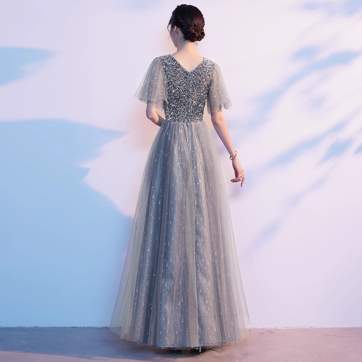 2025 Big choir performance dress women's long dress college students poetry reading thin banquet evening dress singing red song dress