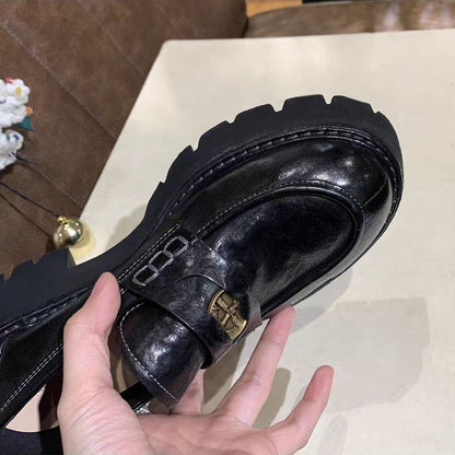 2025 Cowhide version~ Grape mother makes the same old horse leather, small gold coins, British style round head and one pedal of lazy loafers.