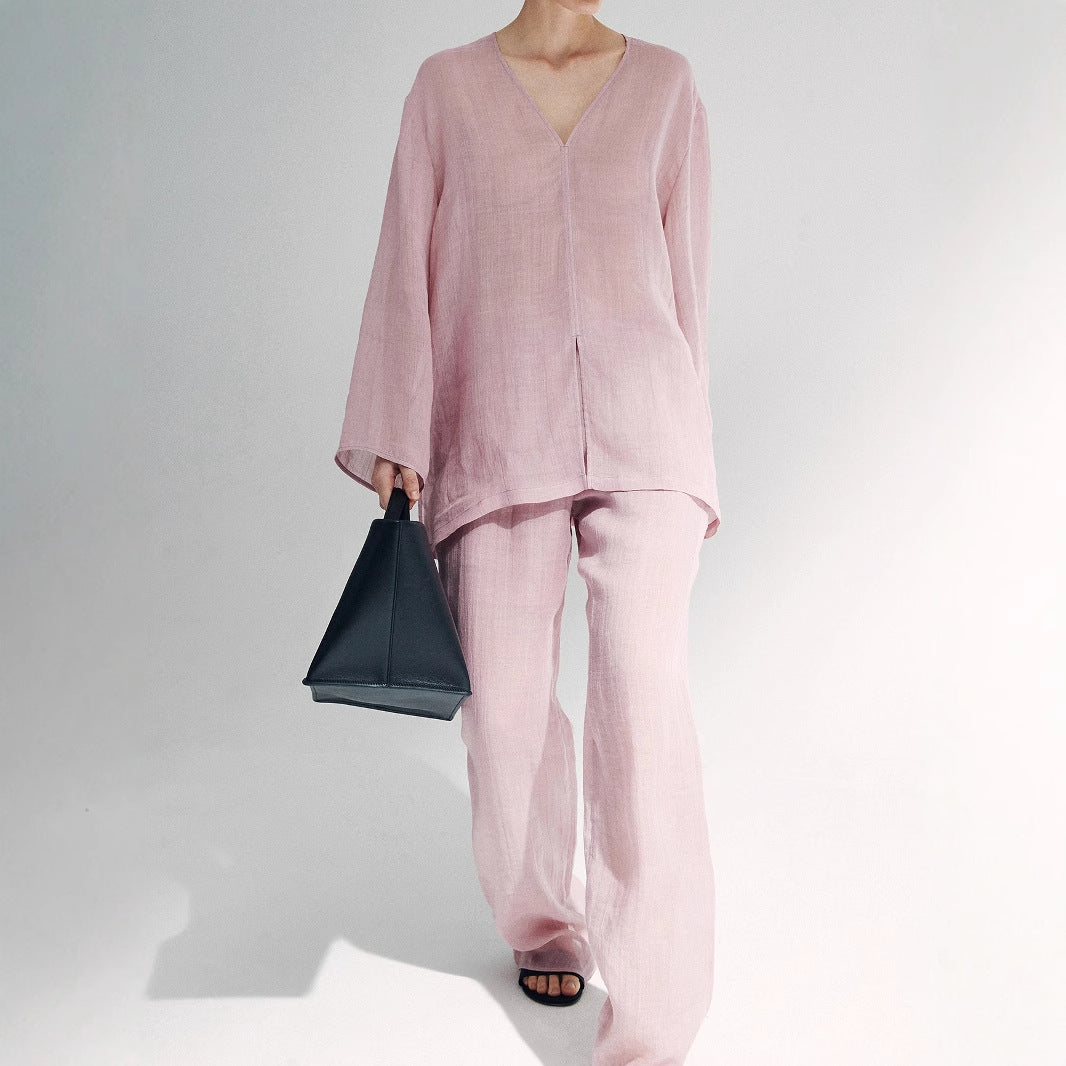 2025 spring/summer suit, ramie top and pants