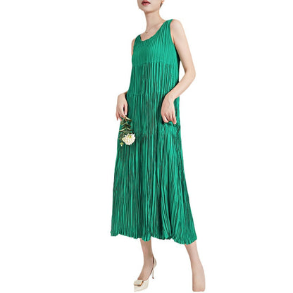 2025 handmade pleated skirt summer women's suspender vest skirt high-end long dress Popular trade women's  dress
