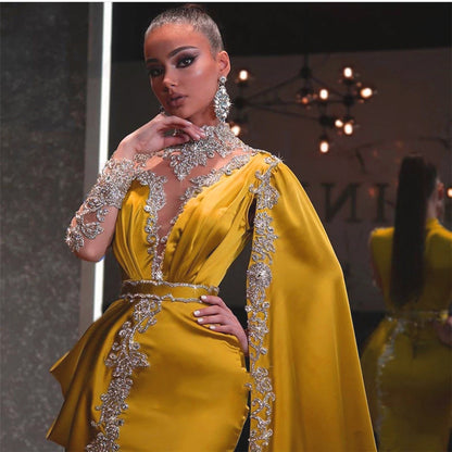 2025 Popular trade new 2025 women's clothing ebay  evening dress yellow gold sequined dress long dress women