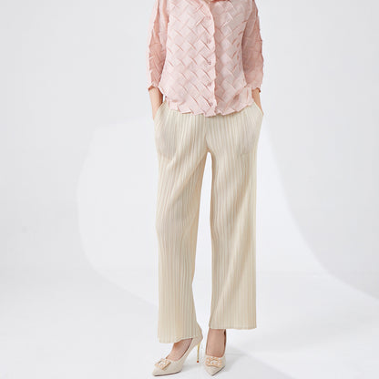 2025 hot pants casual women's counter quality fashion versatile with pocket nine-point straight casual pants ins tide