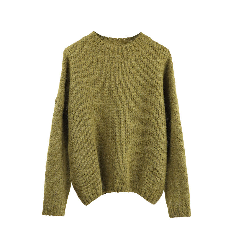 2025  wool crew neck pullover women's popular thirteen lines winter Korean version knitted wool sweater M9255