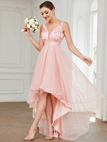 2025 2025 new  evening dress autumn new front short after long performance host birthday catwalk model dress