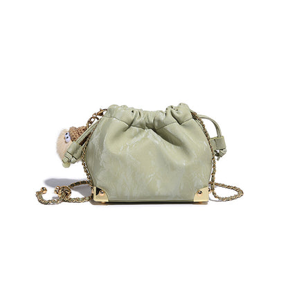 2025 Guofeng New Chinese Silk popular Pleated Crossbody Bag Chain Women's Bag One Shoulder Crossbody Small Bag Pumping Bucket Bag
