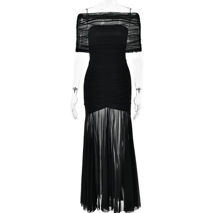 2025 style INS New new dress, tube top splicing backless slim dress, sexy fashion dress