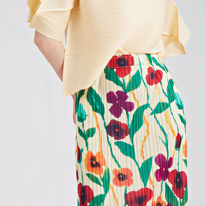 2025 Folded skirt women's hip skirt summer new Xiaohongshu hot sale retro Mizhai straight skirt
