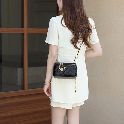 2025 Niche texture bag, square box bag, new shoulder bag, trendy fashion diamond women's bag, diagonal span versatile small bag