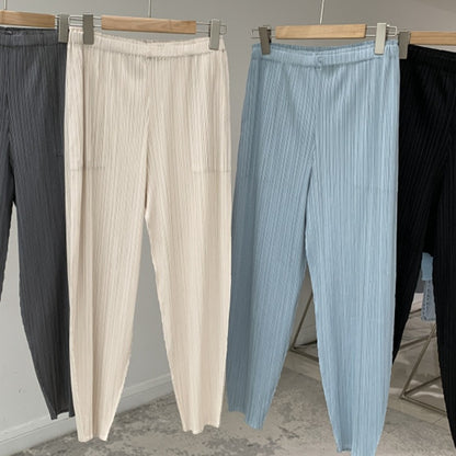 2025 pants women's Harlan pants spring and summer women's clothing new high-waisted nine-point casual pants giant slim pants pleated pants