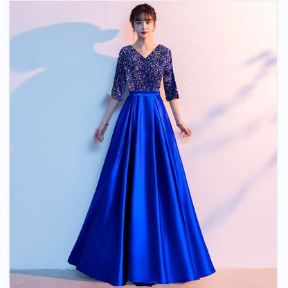 2025 New cantata costume female popular new sequined adult choir host red song recitation evening dress