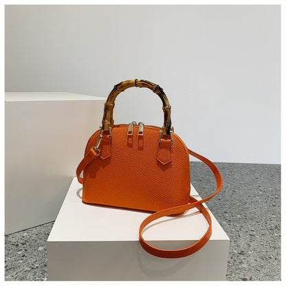 XAKXX 2025 on the new texture lychee pattern popular shell bag fashion bamboo handbag Internet celebrity Popular style shoulder oblique span bag