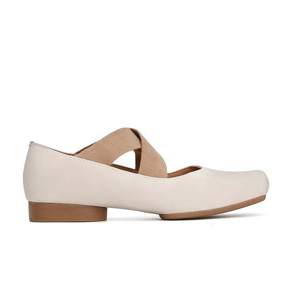 2025 Cowhide version~ Pig nose square head temperament versatile retro Mary Jane shoes cross strap thick heel ballet shoes women's single shoes