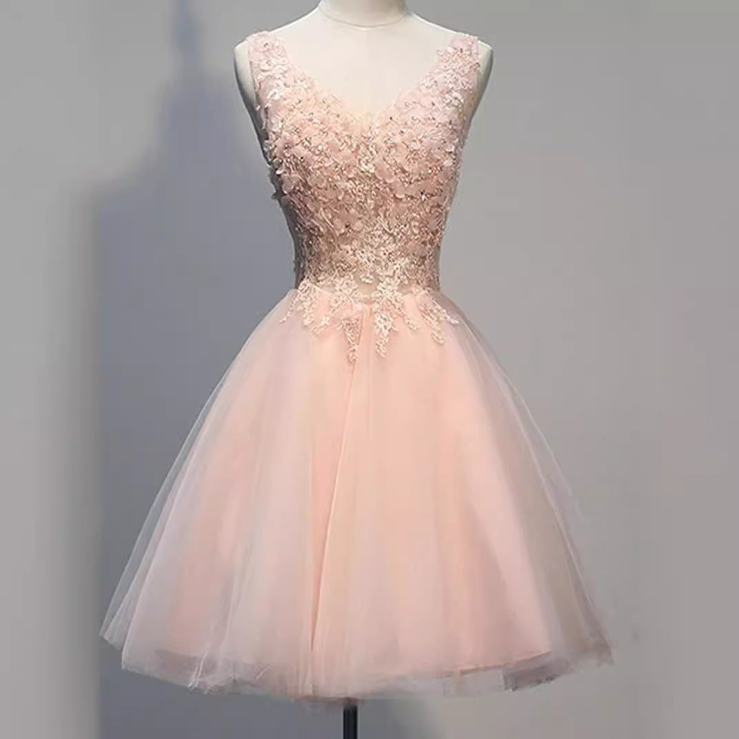 2025 Short evening dress popular new v-neck celebrity party birthday party fairy, small dress factory supply