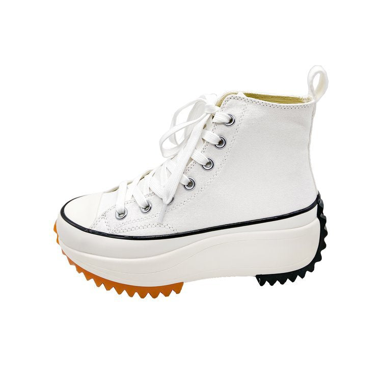 xakxx Foreign Trade plus Size Thick-Soled High-Top Canvas Shoes for Women  Autumn New Sports Casual Shoes Versatile Breathable White Shoes