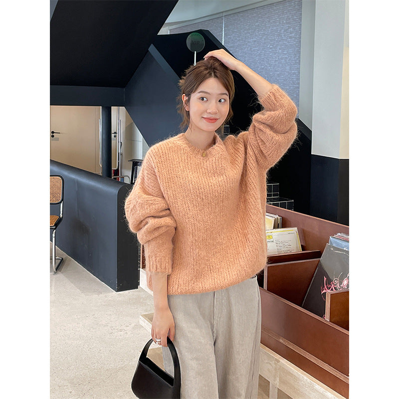 2025 [Blogger hot push] Alpaca sweater women's popular thirteen lines winter new Korean version knitted wool sweater M9255