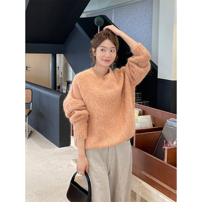2025 [Blogger hot push] Alpaca sweater women's popular thirteen lines winter new Korean version knitted wool sweater M9255