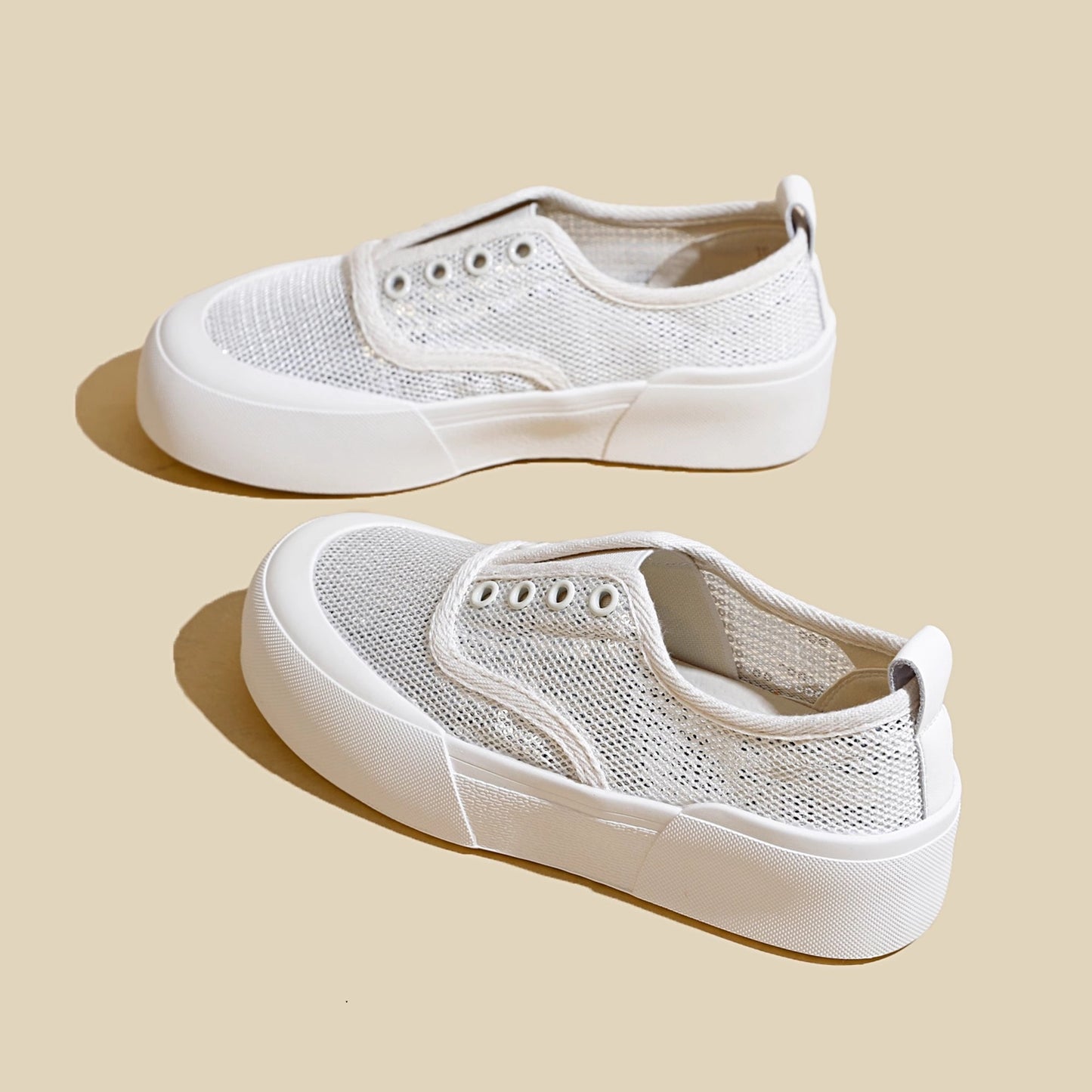 xakxx Summer New Fashion Women's Slip-on Lazy Casual Sneakers Versatile Breathable Thin Mesh Canvas Shoes