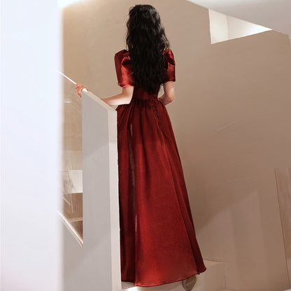 Toast clothes bride 2025 new red wedding clothes small pregnant woman engagement fugitive princess evening dress dress