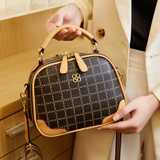2025 popular  new trendy fashion women's bags large-capacity messenger small round bags retro printed portable shoulder women's bags