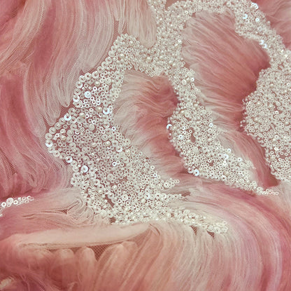 2025 Spot pink sea niche design heavy industry smudge bead sequined skirt gentle fashion celebrity medium length A skirt