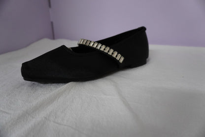 2025 Sheepskin version~ Su Yinyin's same commuter rhinestone Mary Jane shoes  silk and satin one-word belt soft flat single shoes women
