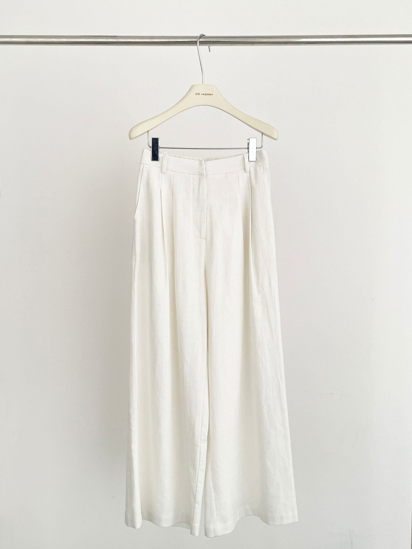 2025 ES MODISH Spring New Product Korean Solid Color Loose Commuter Versatile Cotton and Linen Wide Leg Pants Casual Pants Girls