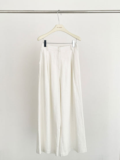 2025 ES MODISH Spring New Product Korean Solid Color Loose Commuter Versatile Cotton and Linen Wide Leg Pants Casual Pants Girls