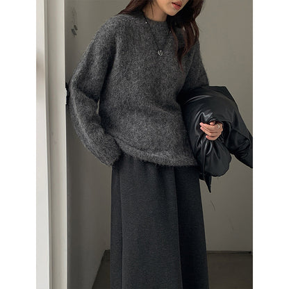2025  camel wool soft waxy pullover sweater popular winter new Korean version minimalist long-sleeved top women's M9253A