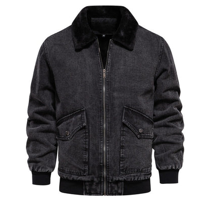 XAKXX 2025 Autumn and winter new velvet denim jacket New casual washed men's denim top thickened men's cotton jacket