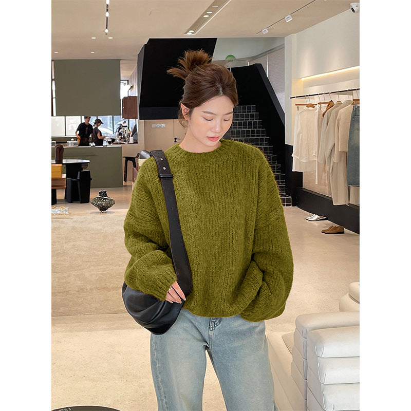 2025 [Blogger hot push] Alpaca sweater women's popular thirteen lines winter new Korean version knitted wool sweater M9255