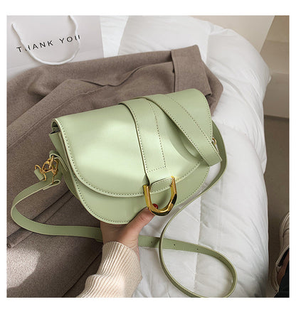 XAKXX 2025 This year's popular bag women's popular new trendy fashion texture shoulder messenger bag large capacity semi-round saddle bag