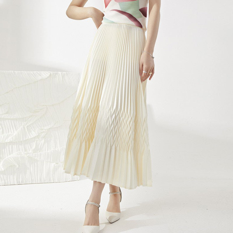 2025 Factory direct sales high-end high-quality skirt women's long spring and summer new high-waisted loose and thin a-word pleated skirt