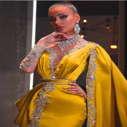 2025 Popular trade new 2025 women's clothing ebay  evening dress yellow gold sequined dress long dress women