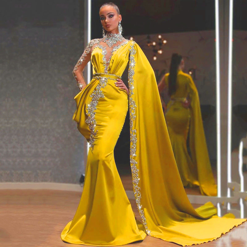 2025 Popular trade new 2025 women's clothing ebay  evening dress yellow gold sequined dress long dress women