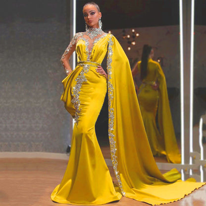 2025 Popular trade new 2025 women's clothing ebay  evening dress yellow gold sequined dress long dress women