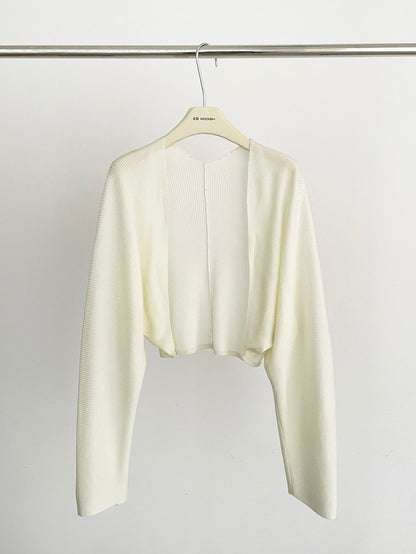 2025 ES MODISH Spring New Product Tencel Sleeve Outer Shawl Knitted Cardigan Celebrity Short Back V-Neck Jacket