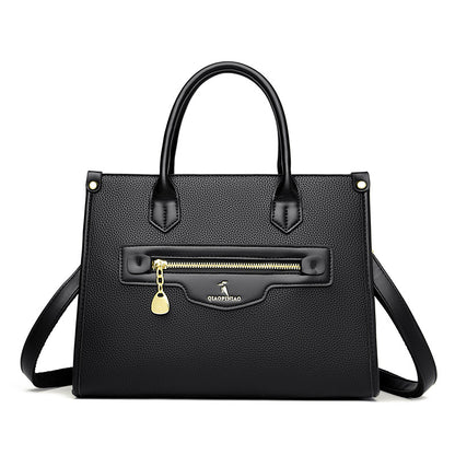 Premium contrasting color handbag popular new retro solid color tote bag simple shoulder bag large capacity messenger bag