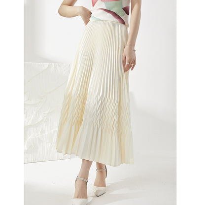 2025 Factory direct sales high-end high-quality skirt women's long spring and summer new high-waisted loose and thin a-word pleated skirt