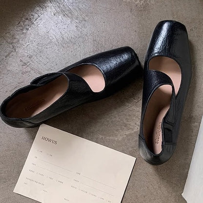 2025 Cowhide version~ Grape mother same shoes high-end texture dark wind square head thick heel Mary Jane shoes single shoes women's autumn