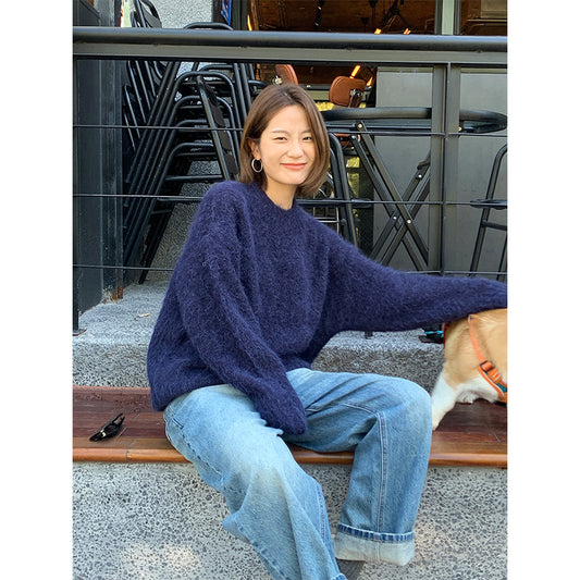 2025 [Internet celebrity explosion] camel wool soft waxy sweater popular winter new Korean version minimalist long-sleeved knitted sweater M9253