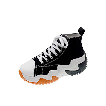 xakxx plus Size Women's High-Top Canvas Shoes  Summer New Platform White Shoes Korean Style Versatile Sports Casual Shoes