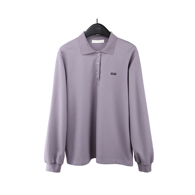 2025  Versatile Lapel POLO Shirt Women's 2025 Thirteen Lines Spring Korean Version Simple Casual Long Sleeve T-Shirt T270