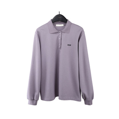 2025  Versatile Lapel POLO Shirt Women's 2025 Thirteen Lines Spring Korean Version Simple Casual Long Sleeve T-Shirt T270