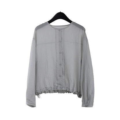 2025  light and thin sunscreen long-sleeved shirt 2025 thirteen lines summer new Korean simple versatile top T278