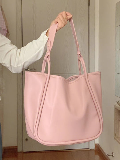 XAKXX 2025 Lazy wind premium women's bag Korean version ins simple commuter bag solid color soft surface portable shoulder bag large bag