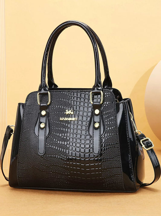 Bag Women  New Fashion Versatile Crocodile Pattern Contrasting Color Large Capacity Handbag Temperament One Shoulder Crossbody Bag Women