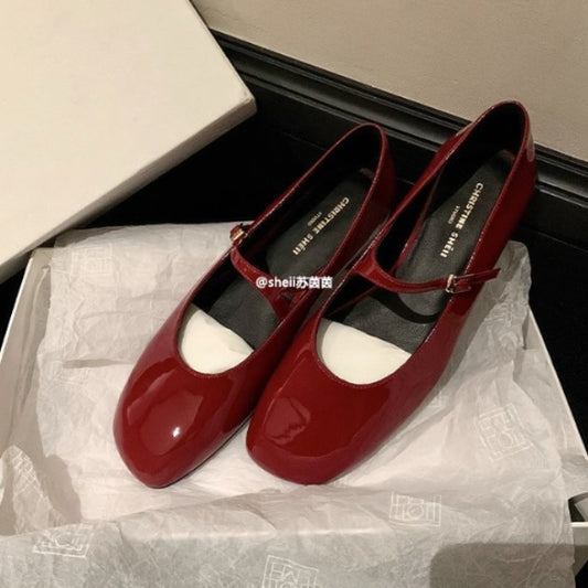 2025 Cowhide version~ New British style  versatile patent leather buckle with thick heel Mary Jane women's shoes commuter shoes OL