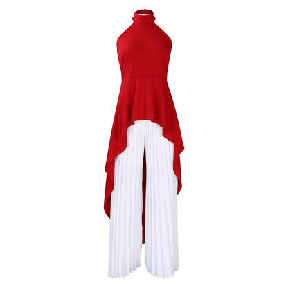 2025 D372 Popular trade New fashion casual suit summer celebrity private clothes backless top pleated wide-leg pants 2025 suit