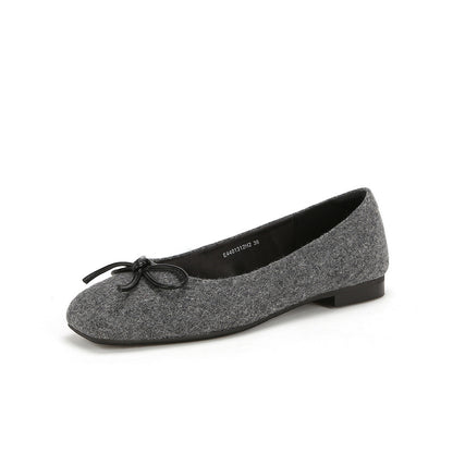 2025 Sheepskin version~ Su Yinyin has the same soft-soled retro flat-bottomed bow, shallow mouth flat-soled single shoes, female grandma shoes, commuting